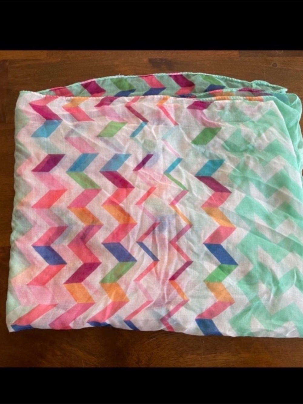 Light Aqua Chevron Pattern Scarf - Multicolor - Picture 2 of 2